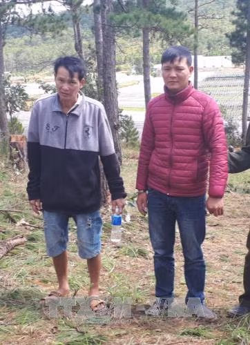 Hai đối tượng phá rừng bị bắt giữ.