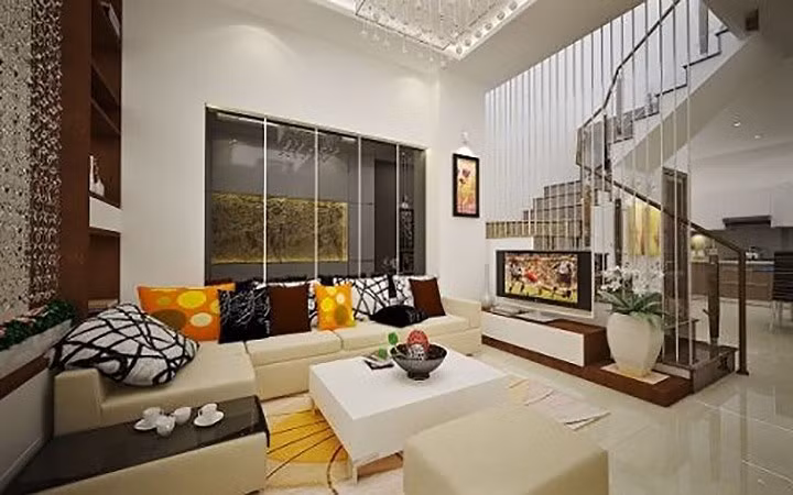 Phòng khách sang trọng, trắng sáng với bộ sofa lịch lãm và hiện đại. Ảnh: Bannhabinhduong Phòng khách sang trọng, trắng sáng với bộ sofa lịch lãm và hiện đại. Ảnh: Bannhabinhduong