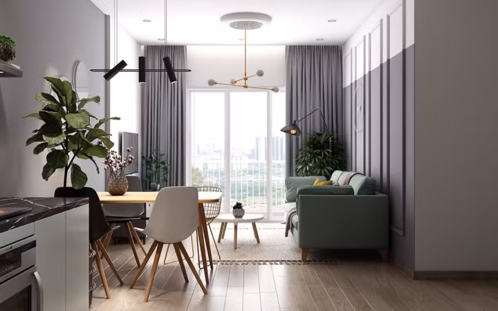 Cây xanh bố trí khéo léo mang đến điểm nhấn “siêu xinh” trong căn hộ.