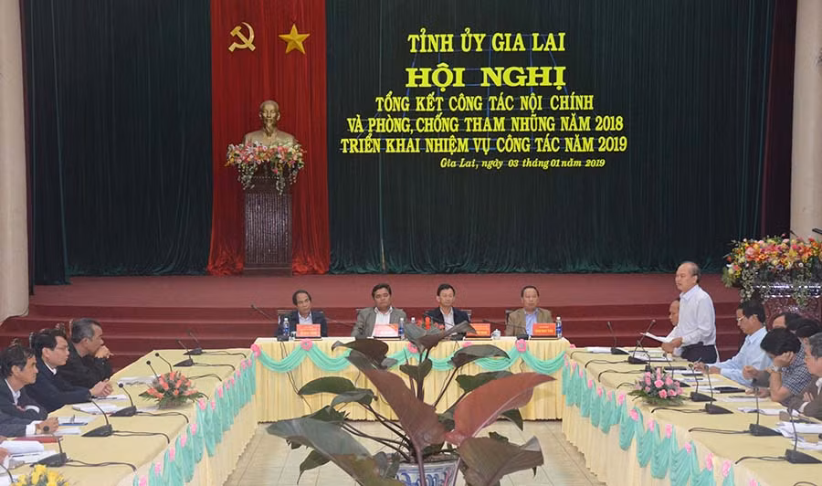  Quang cảnh hội nghị tổng kết công tác nội chính và phòng-chống tham nhũng, lãng phí năm 2018. Ảnh: V.H