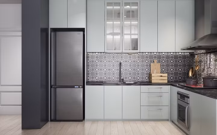 Tủ lạnh, bếp nấu và bồn rửa phân chia hợp lý thuận tiện cho quá trình nấu nướng hàng ngày.
