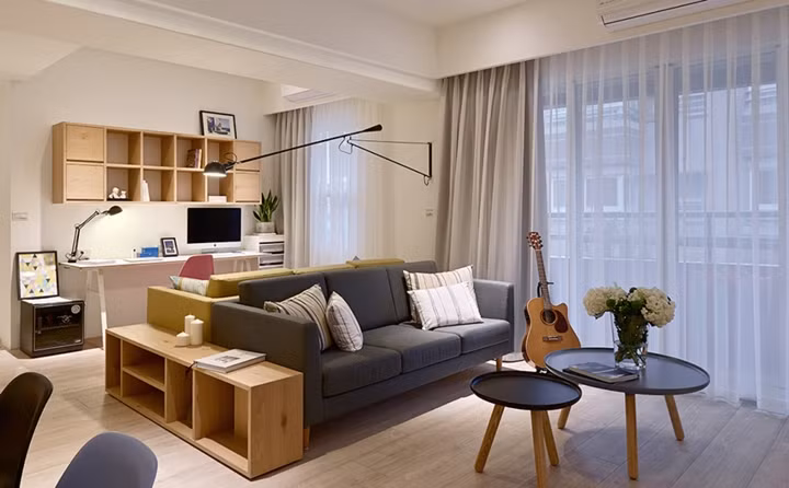 Sử dụng 2 chiếc ghế sofa xoay lưng vào nhau là giải pháp thiết thực để gia chủ có nơi tiếp khách và nghỉ ngơi, đọc sách riêng biệt. Sử dụng 2 chiếc ghế sofa xoay lưng vào nhau là giải pháp thiết thực để gia chủ có nơi tiếp khách và nghỉ ngơi, đọc sách riêng biệt.