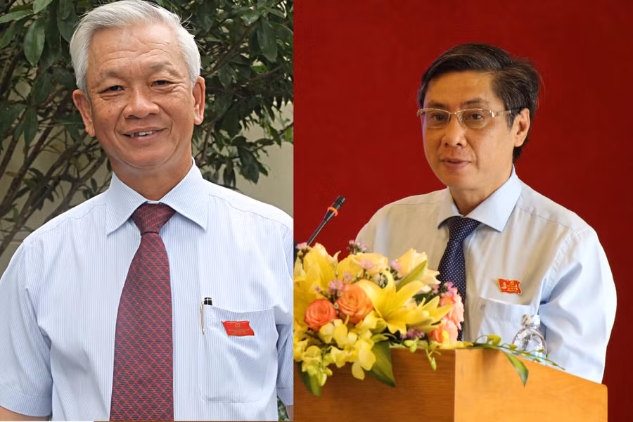 Ông Nguyễn Chiến Thắng (trái) và ông Lê Đức Vinh khi còn là Chủ tịch UBND tỉnh Khánh Hòa