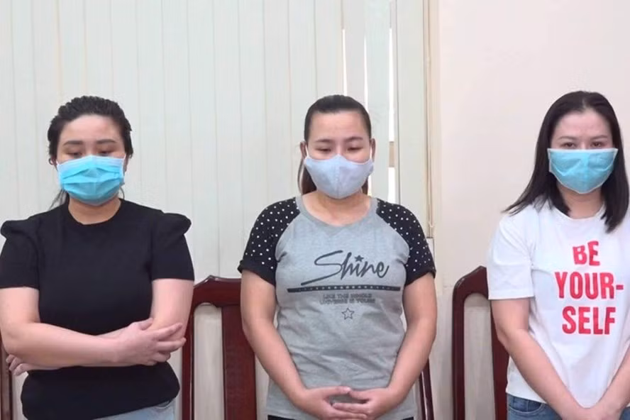 Các đối tượng từ trái qua: Hoàng Thị Kiều Trang, Hoàng Thị Trang và Nguyễn Ngọc Nga. ảnh: CACC