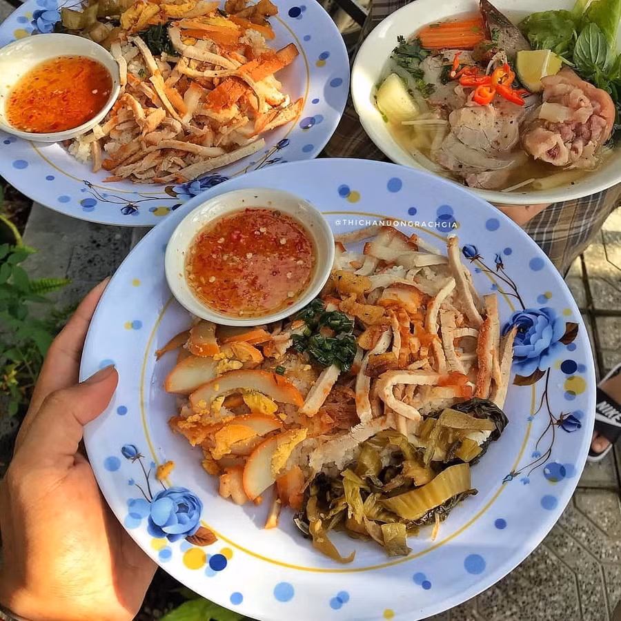 Cơm tấm Long Xuyên ở An Giang cũng ngon không kém cạnh cơm tấm Sài Gòn. (Ảnh: anuongrachgia68).