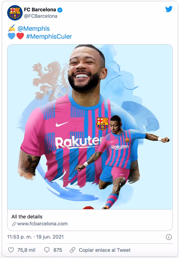Thông báo chính thức trên trang chủ Twitter của Barcelona