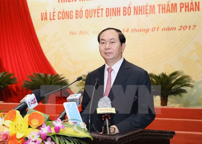 Chủ tịch nước Trần Đại Quang phát biểu chỉ đạo hội nghị.