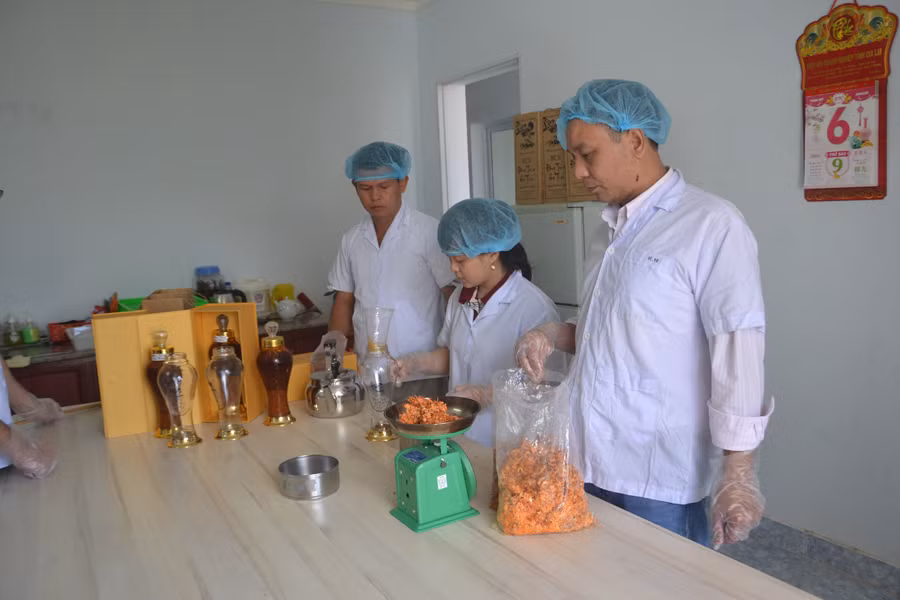 Cơ sở sản xuất rượu đông trùng hạ thảo của anh Sinh. Ảnh: L.H