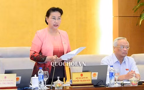 Chủ tịch Quốc hội Nguyễn Thị Kim Ngân phát biểu khai mạc Phiên họp 26 của Uỷ ban Thường vụ Quốc hội (Ảnh: Quốc hội)