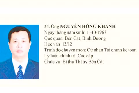 Ông Nguyễn Hồng Khanh trong danh sách Tỉnh ủy viên Bình Dương