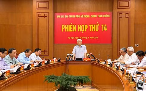 Tổng Bí thư Nguyễn Phú Trọng phát biểu chỉ đạo tại phiên họp thứ 14 Ban Chỉ đạo Trung ương về phòng chống tham nhũng