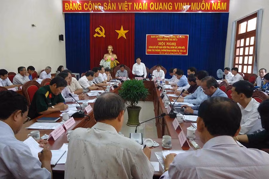 Đoàn công tác số 3 của Trung ương làm việc với tỉnh về công tác phòng-chống tham nhũng. Ảnh: V.N