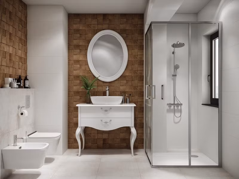 Bồn rửa tay mang phong cách cổ điển hài hòa với những món đồ nội thất hiện đại khác trong phòng tắm. Bồn rửa tay mang phong cách cổ điển hài hòa với những món đồ nội thất hiện đại khác trong phòng tắm.
