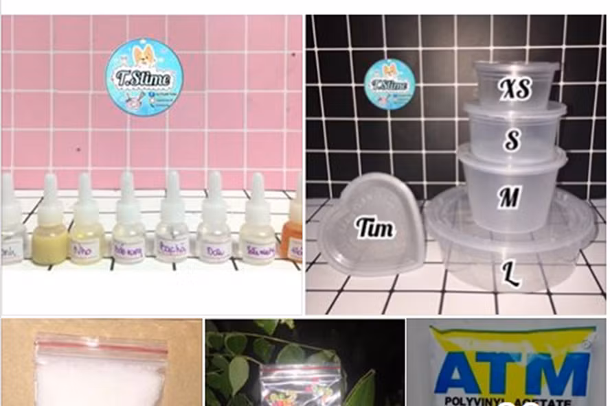 Nguyên liệu chế tạo slime được rao bán trên mạng xã hội