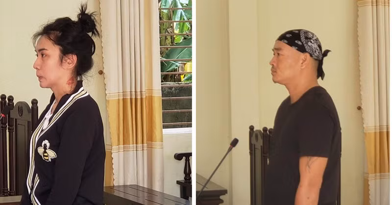 Hai bị cáo Nguyên và Khanh tại tòa