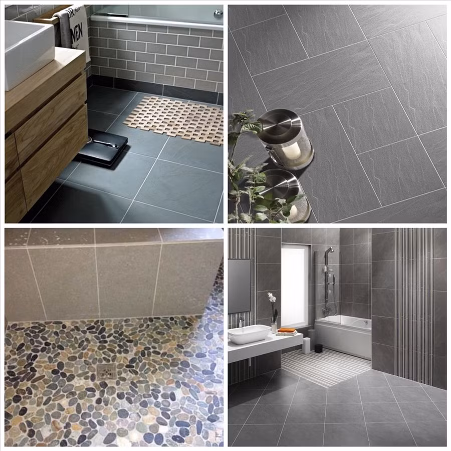 Sàn phòng tắm tiếp xúc thường xuyên với nước, hơi nước ở các áp suất khác nhau dẫn đến sàn dễ mất đi độ ma sát cần thiết. Đồ họa: Đức Mạnh