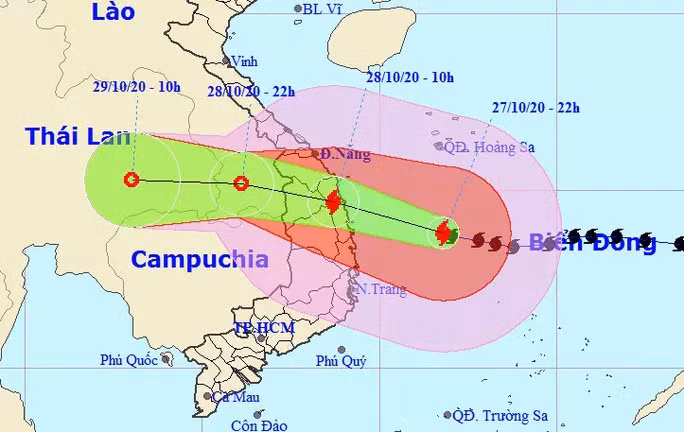 Dự báo vị trí và hướng di chuyển của bão số 9 - Nguồn: Trung tâm Dự báo khí tượng thủy văn quốc gia