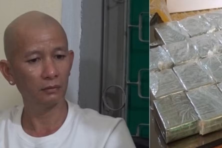 Đối tượng Hà Quang Hiệp và tang vật vụ án. Ảnh: Thành Trung