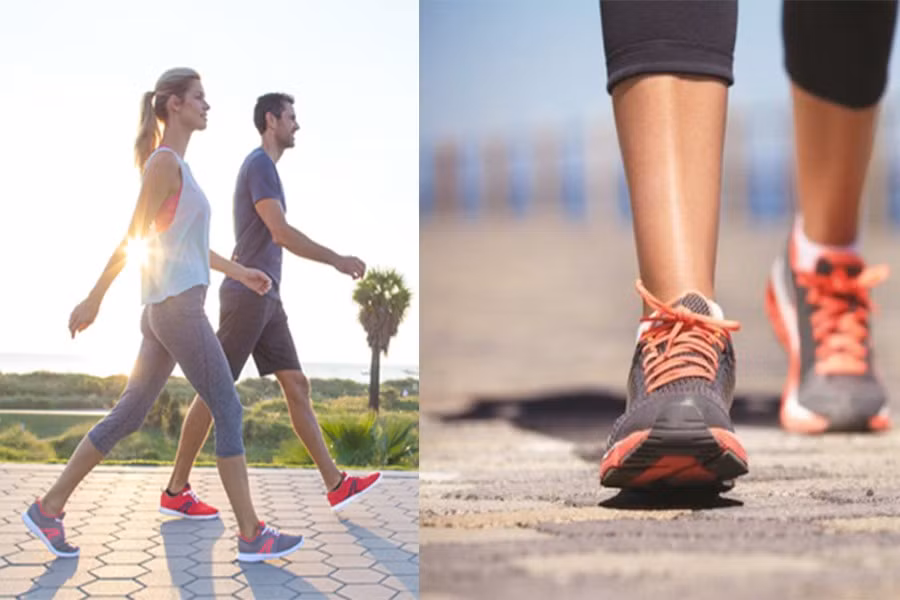 Đi bộ sau bữa ăn sẽ thúc đẩy quá trình giảm cân. Đồ hoạ: Linh Linh.