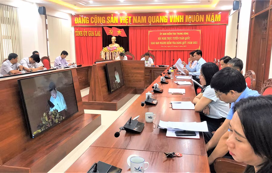 Quang cảnh hội nghị tại điểm cầu Gia Lai. Ảnh: Đinh Yến Quang cảnh hội nghị. Ảnh: Đinh Yến