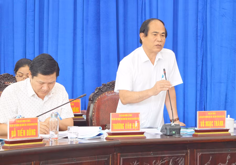 Chủ tịch UBND tỉnh nêu ý kiến tại phiên họp. Ảnh: Phương Dung