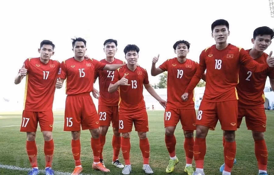 Niềm vui của các cầu thủ U23 Việt Nam. Ảnh: Song Ngọc/TTXVN phát