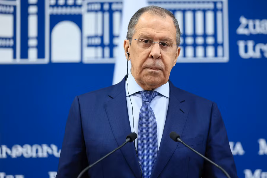 Ngoại trưởng Nga Sergei Lavrov trong một cuộc họp báo gần đây. Ảnh: Reuters