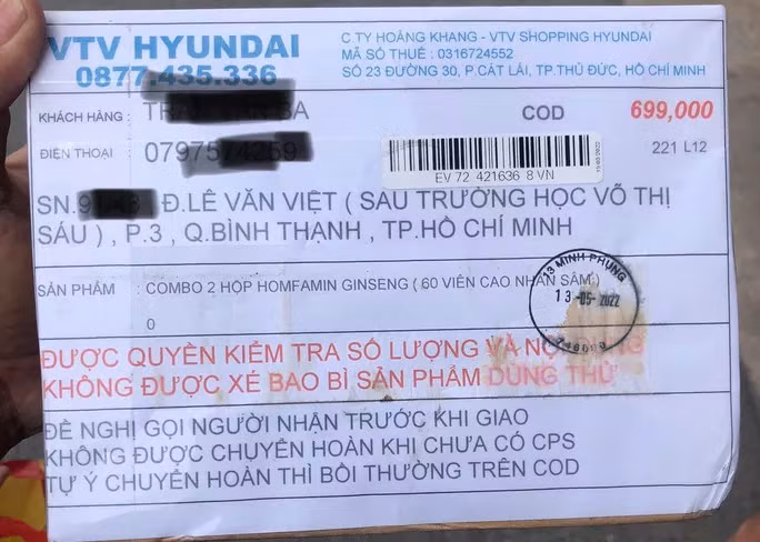 Phiếu thu của công ty Hoàng Khang mạo danh VTV-Hyundai