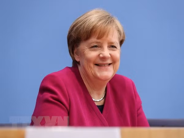 Thủ tướng Đức Angela Merkel trong cuộc họp báo tại Berlin ngày 12-3. (Nguồn: THX/TTXVN)