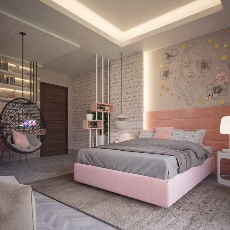Một căn phòng khác trang trí theo phong cách một cuốn nhật ký nhẹ nhàng và tinh tế.