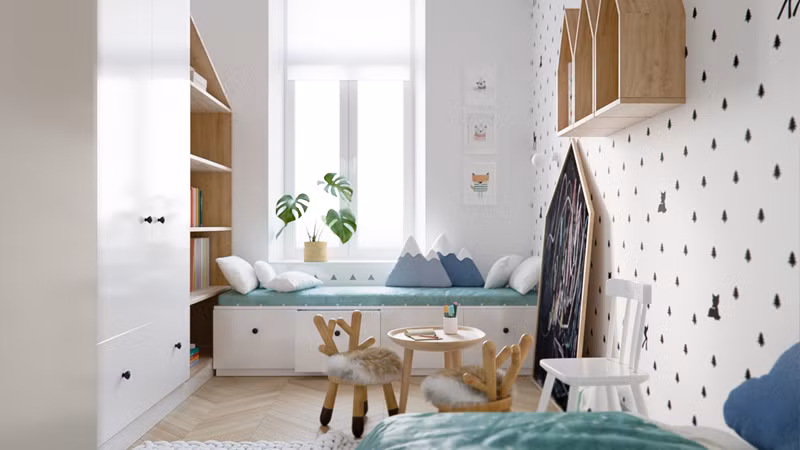  Một chiếc ghế bên cửa sổ là bổ sung đáng yêu cho bất kỳ phòng trẻ em.