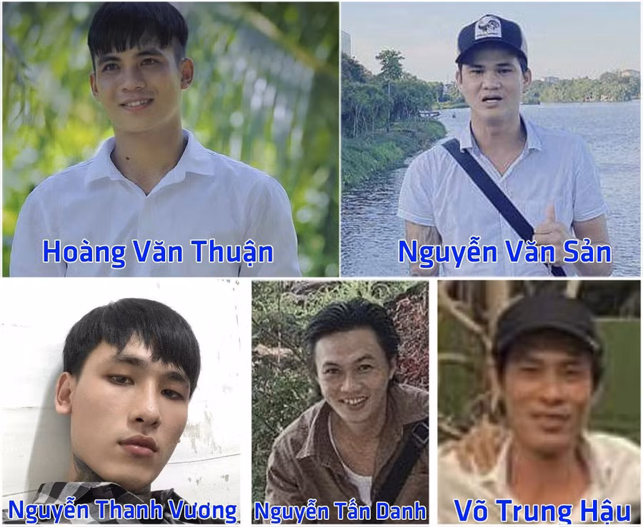Nhóm thanh niên đang bị Cơ quan CSĐT ra quyết định truy tìm và yêu cầu ra cơ quan công an trình diện. Ảnh: Công an cung cấp