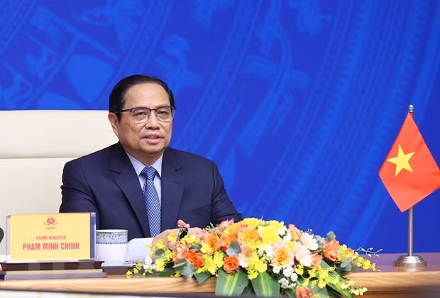 Thủ tướng Phạm Minh Chính phát biểu. (Ảnh: Dương Giang/TTXVN)