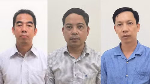Các bị can, từ trái qua: Tô Anh Dũng, Phạm Trung Kiên, Vũ Anh Tuấn Ảnh: Bộ Công an