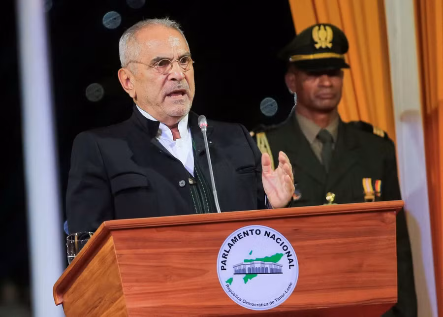 Ông Jose Ramos-Horta phát biểu trong lễ nhậm chức tổng thống ở thủ đô Dili của Đông Timor ngày 20.5 - Ảnh: Reuters