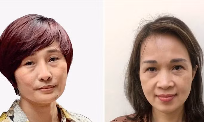 Hai bị can Nguyễn Thị Tường Vi (bìa trái) và Nguyễn Thị Dung Hạnh - Ảnh: Bộ Công an