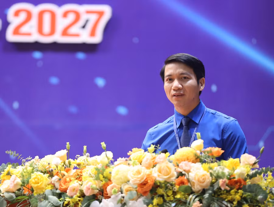 Anh Nguyễn Ngọc Lương phát biểu tại Đại hội. Ảnh: Như Ý 