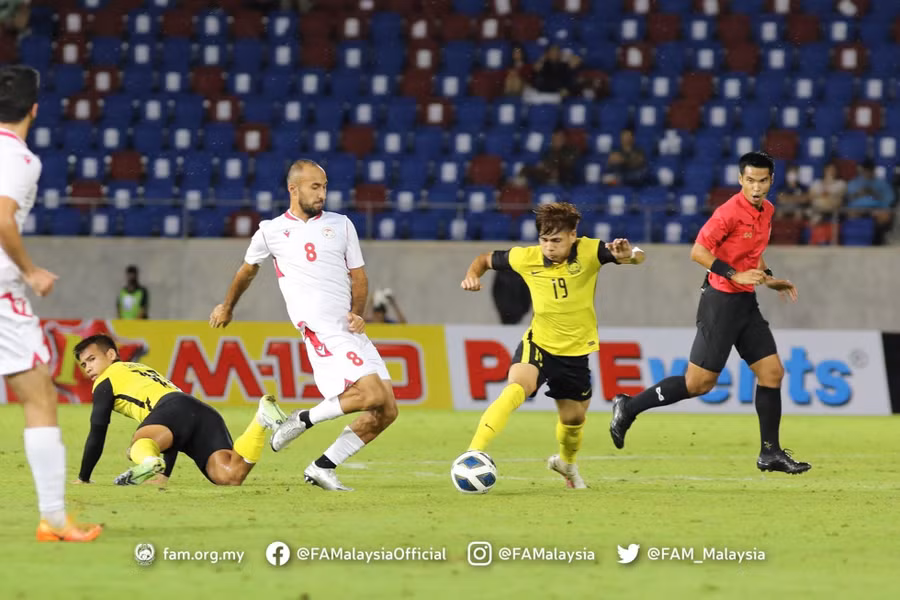 Malaysia và Tajikistan hoà nhau 0-0 trong thời gian thi đấu chính thức. Ảnh: FAM 