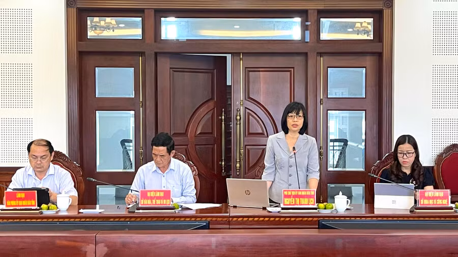 Phó Chủ tịch UBND tỉnh Nguyễn Thị Thanh Lịch mong muốn đoàn công tác của Viện Kinh tế-Văn hóa thông qua việc khảo sát có những đề xuất hỗ trợ tỉnh phát triển du lịch. Ảnh: Minh Nguyễn