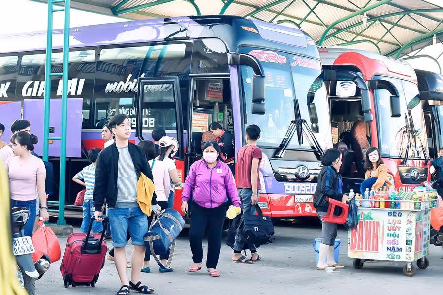 Bến xe Đức Long Gia Lai trong những ngày sau Tết. Ảnh: Đ.T