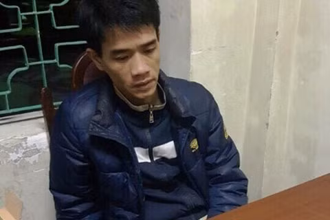 Đối tượng Nguyễn Thanh Bình tại cơ quan công an.