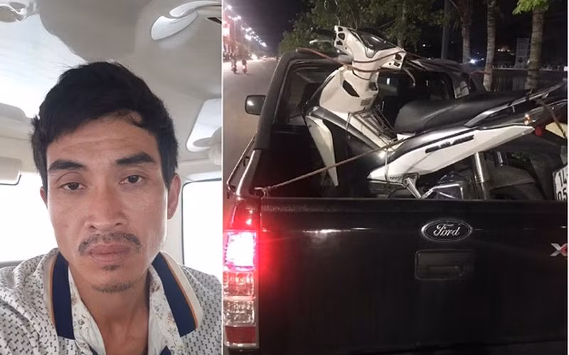 Nguyễn Ngọc Gia cùng xe máy cướp được Nguyễn Ngọc Gia cùng xe máy cướp được