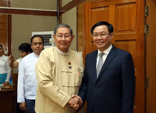Phó Thủ tướng Vương Đình Huệ đã tiếp Bộ trưởng Kế hoạch và Tài chính Soe Win.- Ảnh: Thành Chung