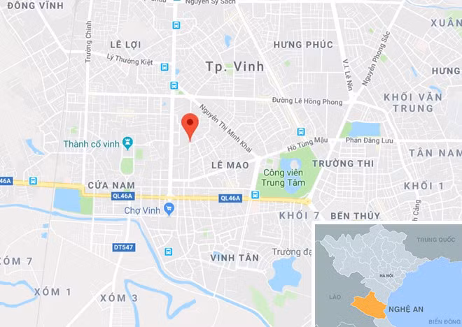 Đoạn đường xảy ra vụ việc ở trung tâm TP Vinh. Ảnh: Google Maps.