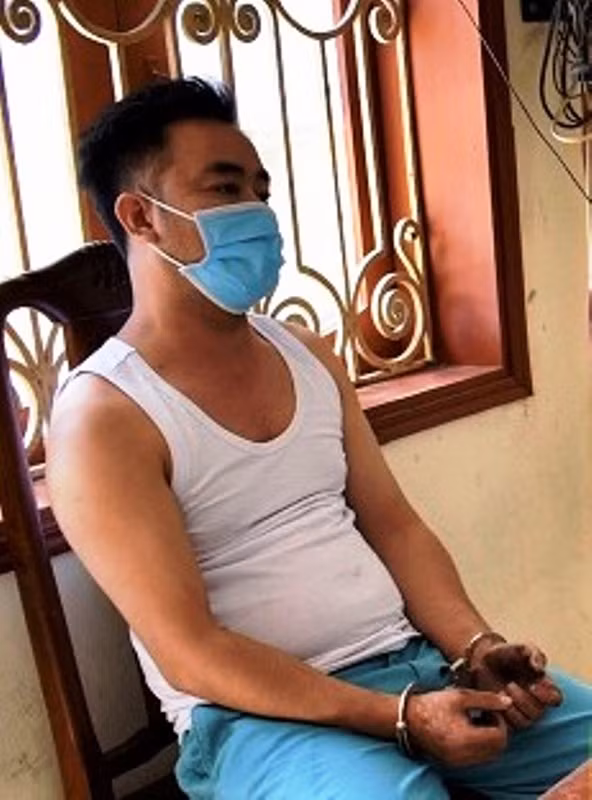  Nghi phạm Nguyễn Văn Đồng tại cơ quan công an - Ảnh: Công an Ninh Bình