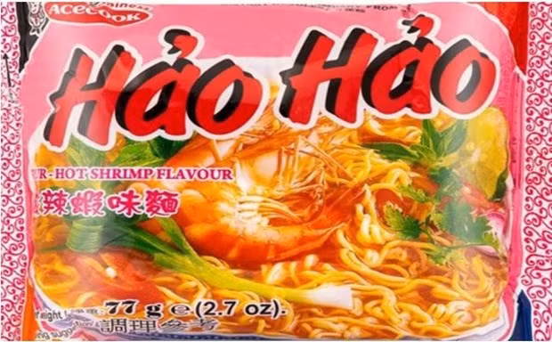 Mì tôm chua cay Hảo Hảo bị thu hồi do chứa chất Ethlene Oxide. (Ảnh: FSAI)