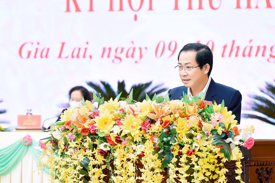 Phó Chủ tịch Thường trực UBND tỉnh Đỗ Tiến Đông trả lời ý kiến, kiến nghị của cử tri gửi đến kỳ họp. Ảnh: Đức Thụy