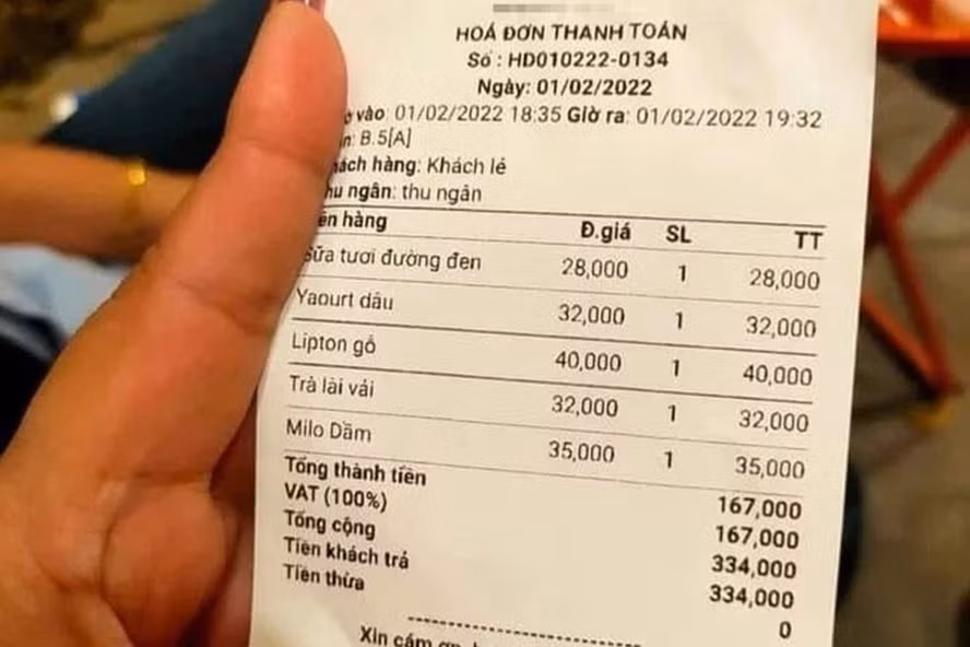 Tờ hoá đơn 