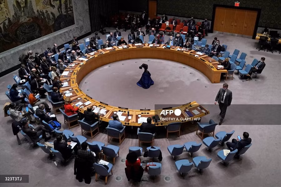 Hội đồng Bảo an Liên Hợp Quốc họp khẩn về căng thẳng Nga - Ukraina. Ảnh: AFP Hội đồng Bảo an Liên Hợp Quốc họp khẩn về căng thẳng Nga - Ukraina. Ảnh: AFP