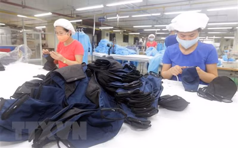 Sản xuất khẩu trang. (Ảnh: TTXVN) Sản xuất khẩu trang. (Ảnh: TTXVN)